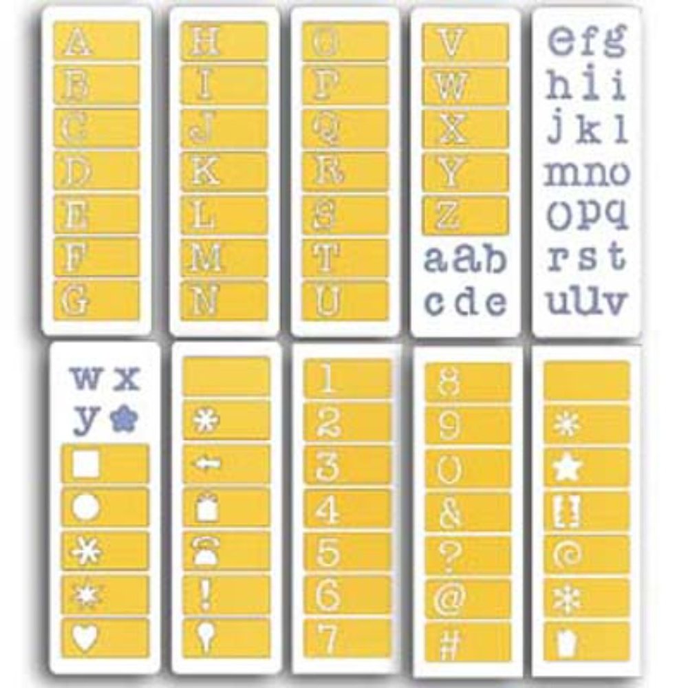 Cuttlebug 10-die alphabet set (90 shapes) - TYPEWRITER